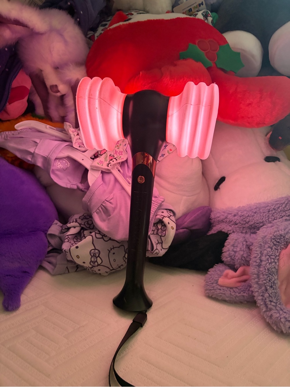 Black Handle Pink LED Lightstick - K-Pop Style Fan Light